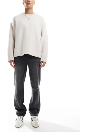 ASOS Straight leg jeans with rips in washed