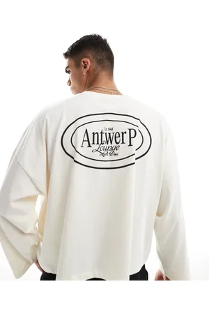 ASOS Oversized boxy long sleeve t-shirt with back print in off