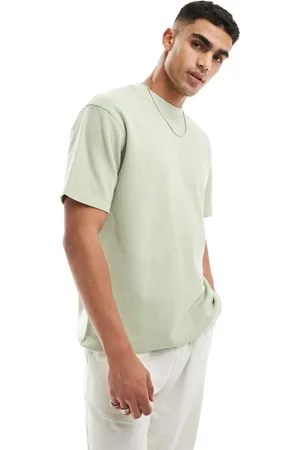 Only & Sons Waffle knit t-shirt in sage