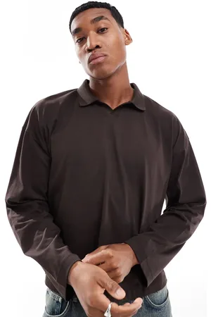 ASOS Heavyweight oversized boxy long sleeve polo 240gsm in