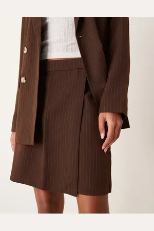 VILA Mix and match tailored wrap front mini skirt in pin stripe