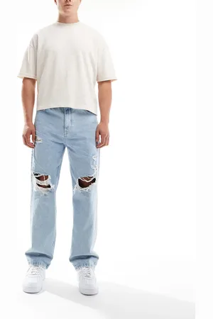 Pull&Bear Ripped baggy jeans in mid