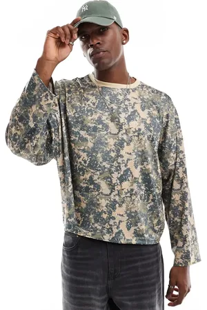 ASOS Extreme oversized boxy long sleeve sporty mesh t-shirt in camoflage print