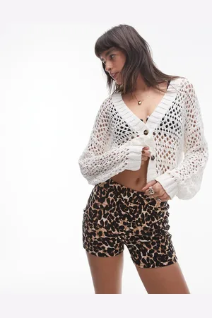 Topshop Knitted mix stitch cardigan in ivory