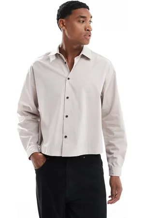 ASOS Oversized cropped poplin shirt in