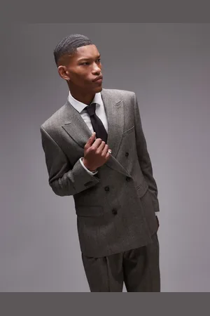 Topman Premiumn relaxed wool mix striped herringbone jacket in brown
