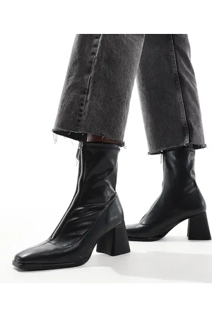 Stradivarius Zip front ankle boot in