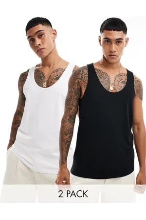 ASOS 2 pack vests in black and white