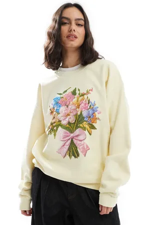 Miss Selfridge Floral bouquet oversized sweatshirt in