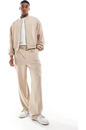 ASOS Wide leg smart co-rd cargo trouser in beige