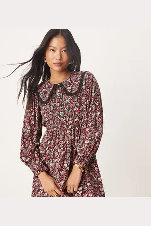 Miss Selfridge Long sleeve lace mini dress in print