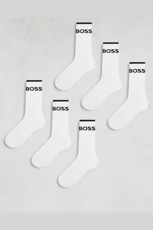 HUGO BOSS 6 pack stripe logo trainer socks in