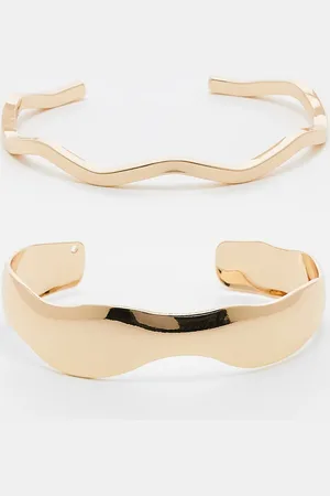 ASOS Pack of 2 simple cuff bracelets in tone