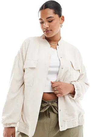 VILA Linen touch bomber jacket in natural melange