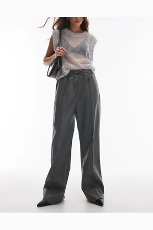 Topshop Faux leather jogger in dark