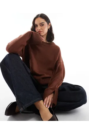 Brave Soul Split sleeve jumper in chocolate