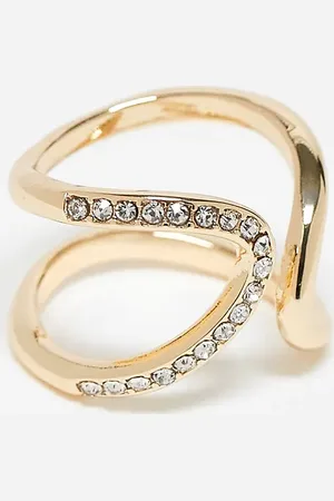 ASOS ASOS DESIGN Curve ring with wrap around crystal detail in tone