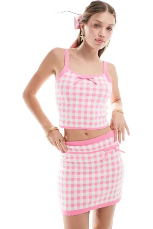 Miss Selfridge Knitted gingham cami top