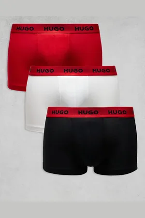 HUGO BOSS HUGO Bodywear 3-pack trunks in , white and red with contrasting logo waistband