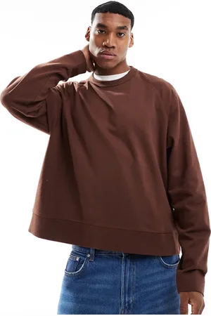 ASOS Oversized boxy raglan long sleeved t-shirt in dark