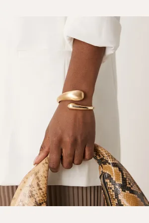 ASOS Cuff bracelet with wrap around molten detail with shiny and brushed tone
