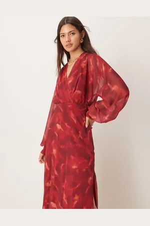 Pretty Lavish Balloon sleeve midaxi dress in print