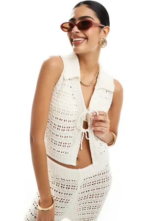 ASOS Knitted split front waistcoat co-ord in stitch detail in