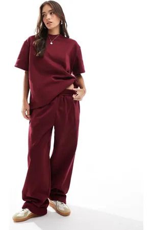 ASOS Oversized wide leg jogger co-ord in burgundy