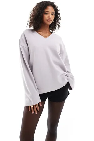 ASOS Supersoft oversized V neck jumper in lilac