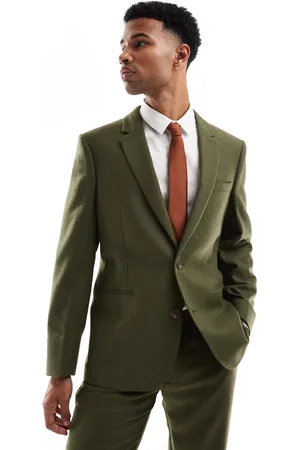 ASOS Slim fit wool mix suit jacket in khaki twill