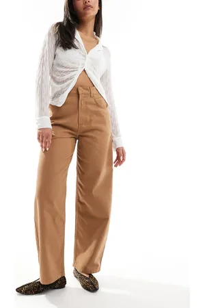ASOS Barrel leg jean in tan with gold details