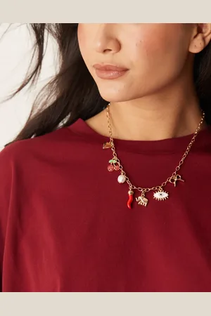 DesignB London Multi charm necklace in