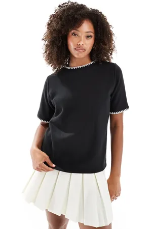 Threadbare Knitted t-shirt in with trim detail