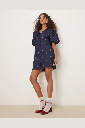 Sister Jane Hearts embroidered mini dress in denim