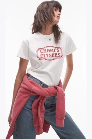 Topshop Graphic Champs Elysees boxy tee in