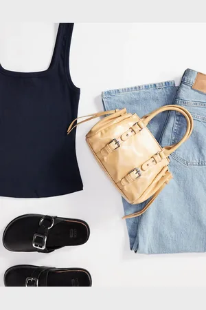 ASOS Bowler bag with double buckle in buttermilk