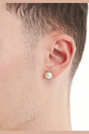 ASOS Faux pearl stud earrings in gold tone