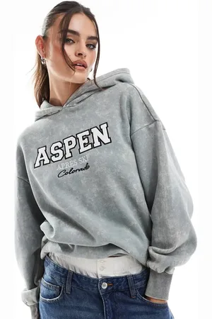Threadbare Ski print hoodie in washed