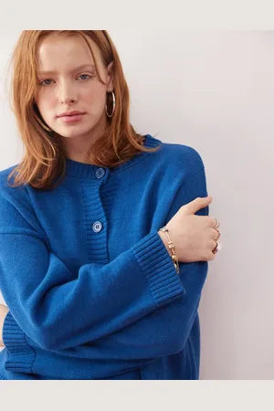 Reclaimed Relaxed boxy knitted cardigan in cobalt