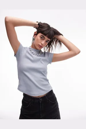 Topshop Rib curve hem fitted tee in
