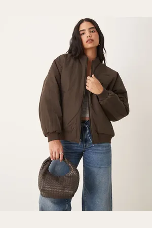 Tala Oversized reversible bomber jacket in and espresso