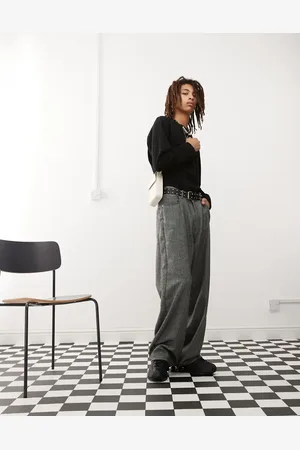 Weekday Astro low waist baggy trouses in herringbone