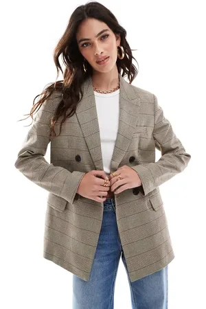 Stradivarius Oversized blazer in beige check