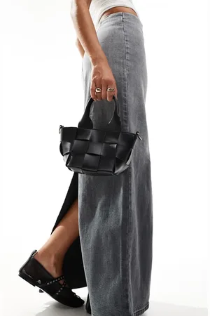 Glamorous Woven bucket bag with crossbody strap in