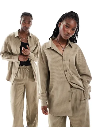 COLLUSION Unisex co-ord oversized shirt in pinstripe