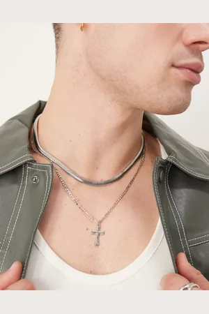 ASOS 2 pack necklace with snake chain and cross pendant in tone
