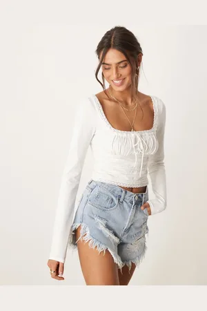 Free People Smocked long sleeve blouse in ivory