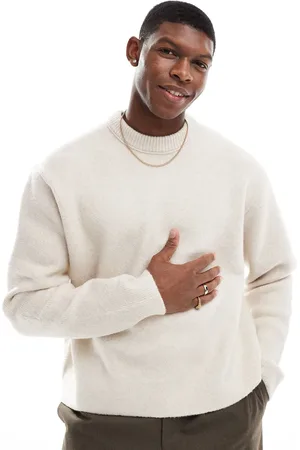Bershka Knitted boxy fit jumper in ecru