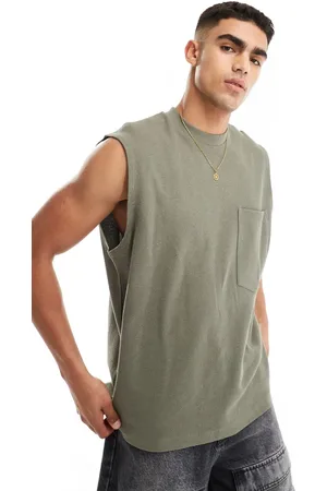 ASOS Oversized vest with front pocket in khaki