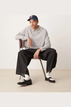 ASOS Premium 100% cashmere oversized boxy fit polo jumper in light marl